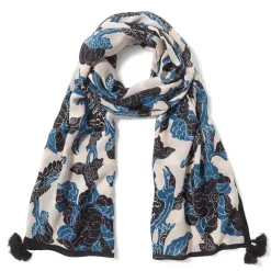 The Metropolitan Museum of Art Blue & White Stylized Birds Oversize Oblong Scarf Clearance