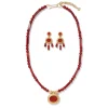 The Metropolitan Museum of Art Classical Carnelian Pendant Necklace And Chandelier Earrings Set Best