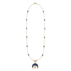 The Metropolitan Museum of Art Fatimid Lapis Crescent Long Beaded Chain Pendant Necklace Best