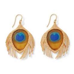 The Metropolitan Museum of Art Gilded Age Peacock Feather Large Drop Earrings Sale