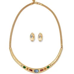 The Metropolitan Museum of Art Medieval Stone Collar Necklace And Hoop Earrings Set Sale