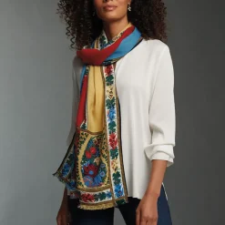 The Metropolitan Museum of Art Paisley Border Striped Oblong Wool Scarf Hot